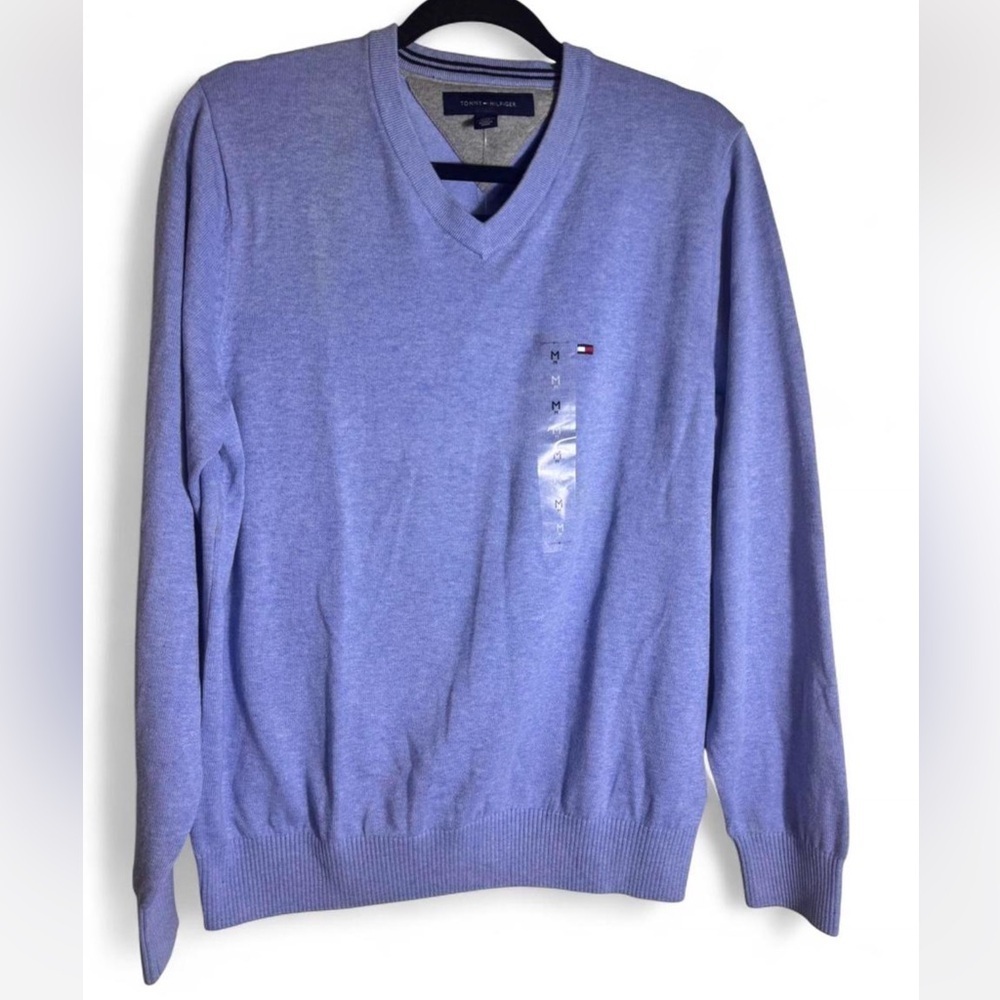 Tommy Hilfiger Men's Light Blue V-Neck Sweater